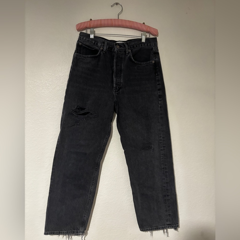 Agolde Black Relaxed Distressed Jeans